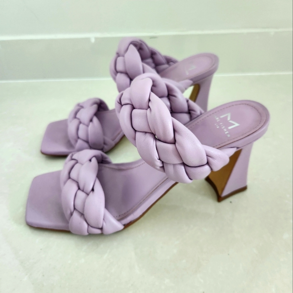MARC FISHER pastel purple braided leather heeled sandals